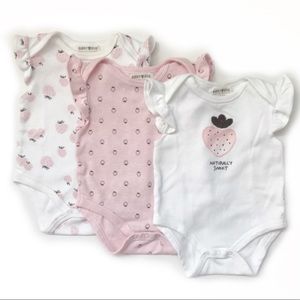 RABBIT+BEAR Baby Girl 3-set Cotton Onesies (3-6M)